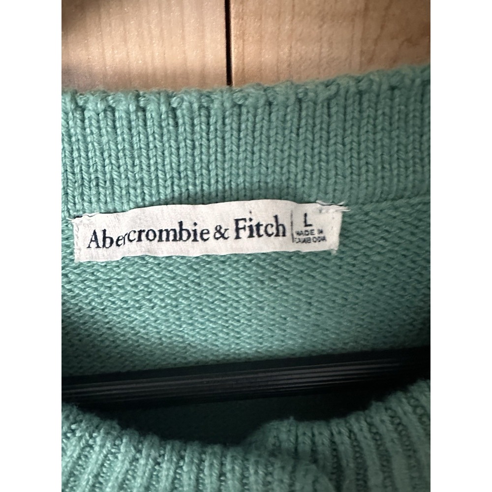 Abercrombie & Fitch short sleeve button up knit Cardigan Sweater green size L - Picture 2 of 3